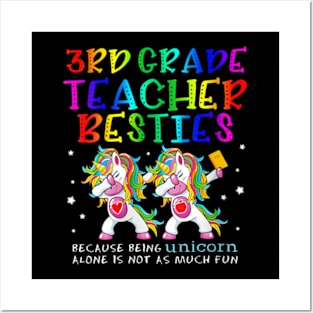 Womens 3Rd Third Grade Teacher Besties Teacher Day Best Friend Posters and Art